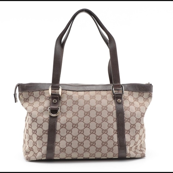 Small Brown Gucci Abby Tote in GG Supreme Canvas - Picture 4 of 16